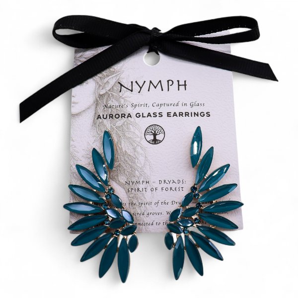 (image for) Teal Green - Vintage Glass - Angel Wings - Earrings