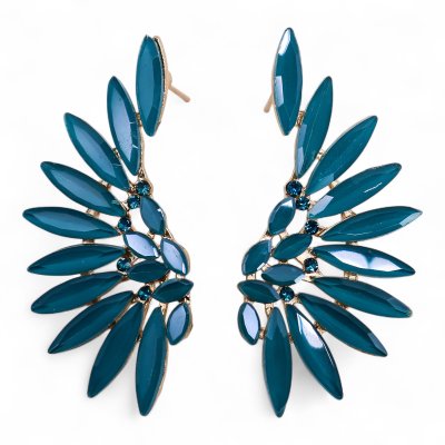 (image for) Teal Green - Vintage Glass - Angel Wings - Earrings