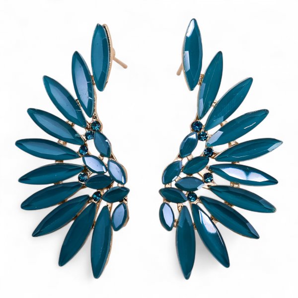 (image for) Teal Green - Vintage Glass - Angel Wings - Earrings