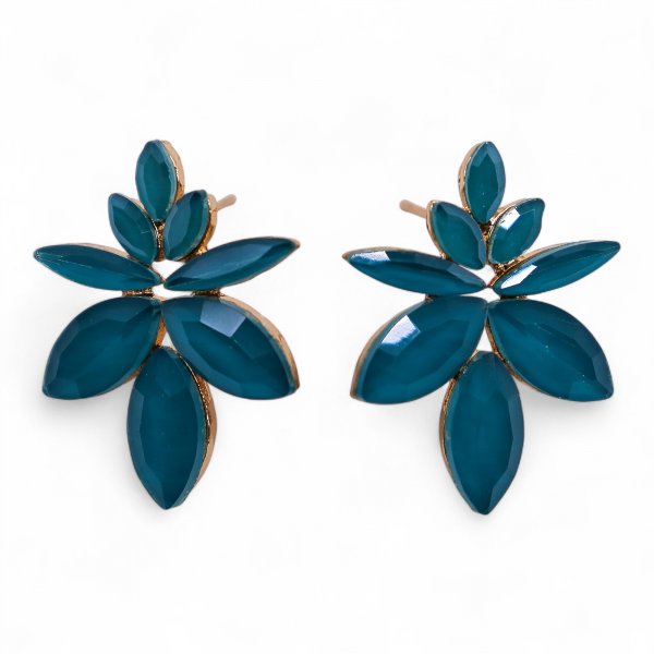 (image for) Teal Green - Vintage Glass - Flowers - Earrings