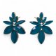 (image for) Teal Green - Vintage Glass - Flowers - Earrings