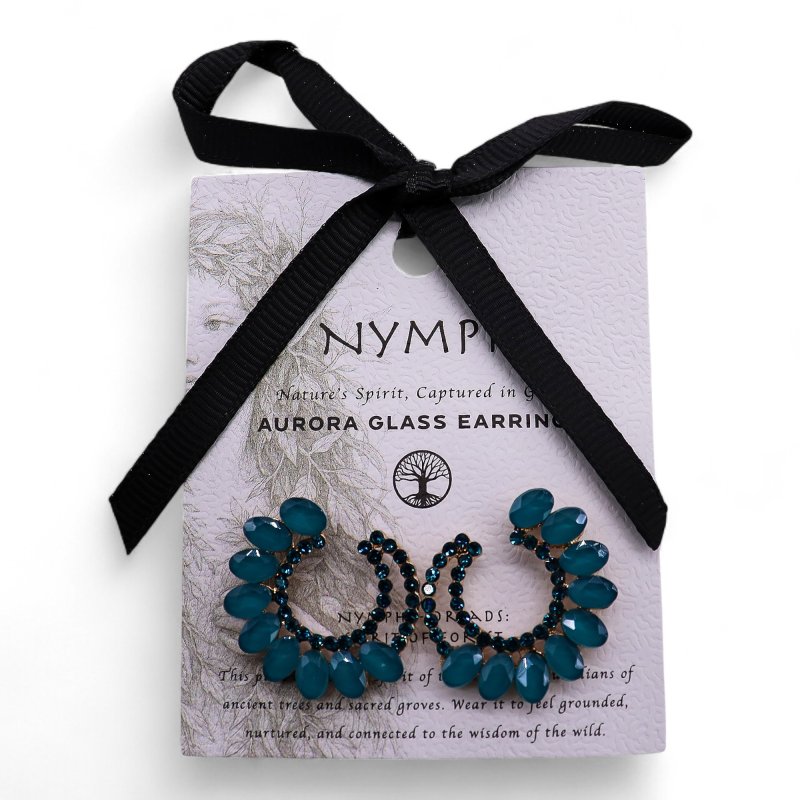(image for) Teal Green - Vintage Glass - Loop - Earrings