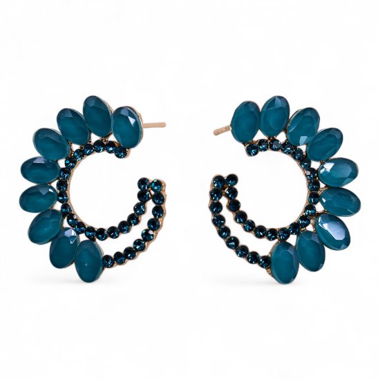 (image for) Teal Green - Vintage Glass - Loop - Earrings