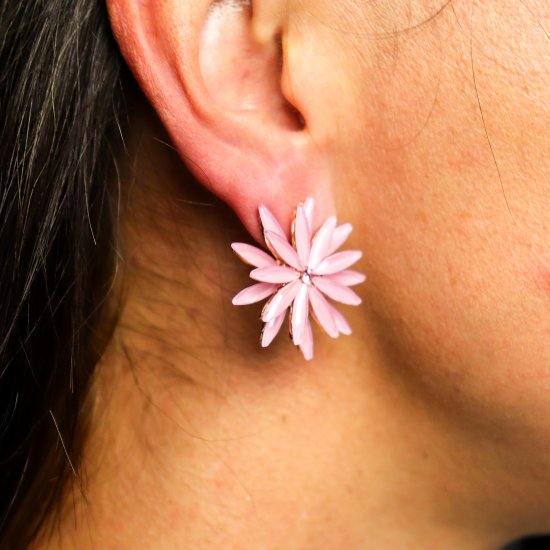 (image for) Soft Pink - Vintage Glass - Flowers - Earrings