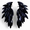 (image for) Jet Black - Vintage Glass - Angel Wings - Earrings