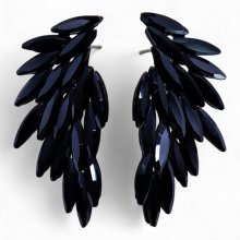 (image for) Jet Black - Vintage Glass - Angel Wings - Earrings