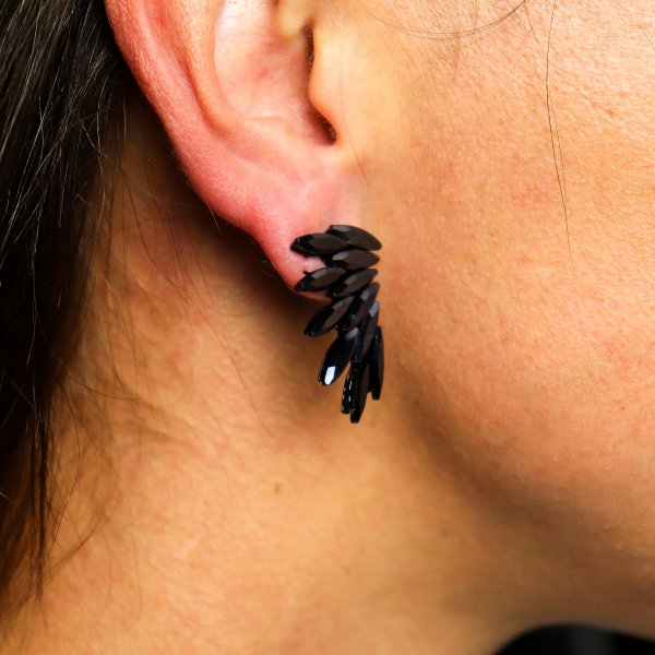 (image for) Jet Black - Vintage Glass - Faries - Earrings