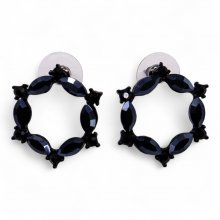 (image for) Jet Black - Vintage Glass - Loop - Earrings