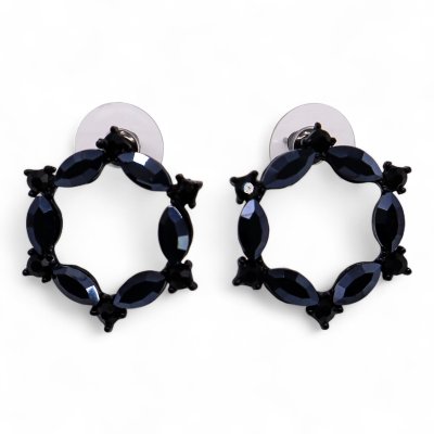 (image for) Jet Black - Vintage Glass - Loop - Earrings