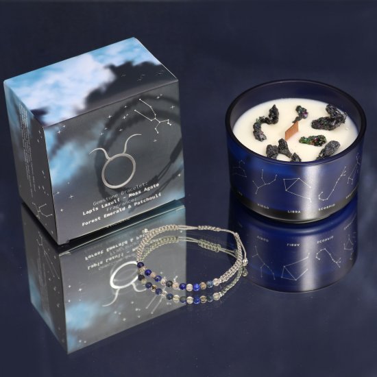 (image for) Zodiac Crystal Candle with Gemstone Bracelet - Taurus
