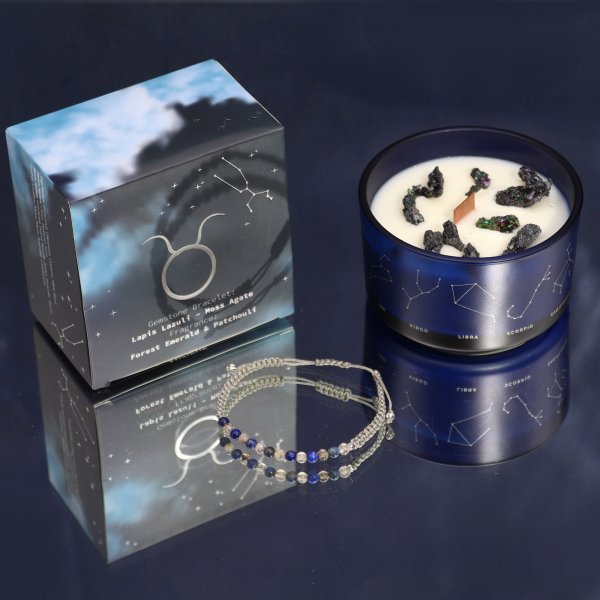 (image for) Zodiac Crystal Candle with Gemstone Bracelet - Taurus