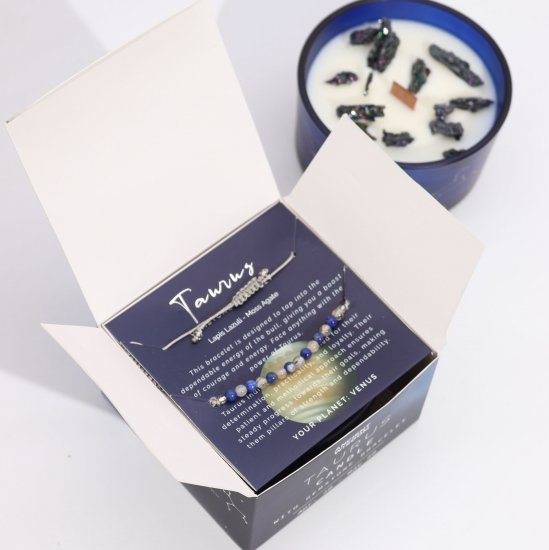 (image for) Zodiac Crystal Candle with Gemstone Bracelet - Taurus