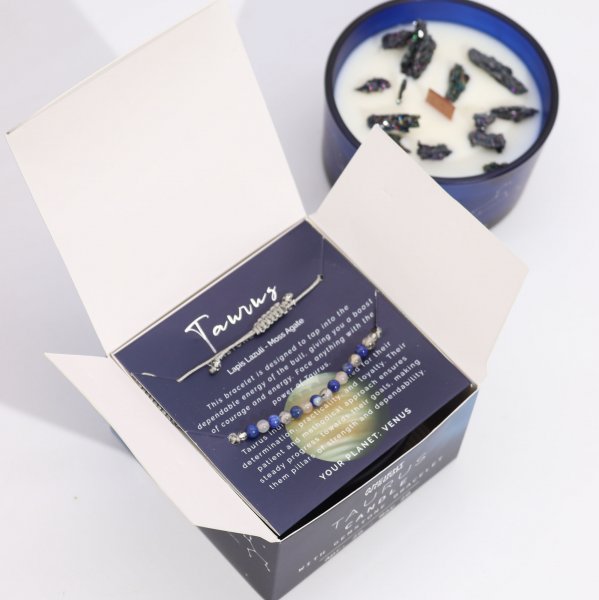 (image for) Zodiac Crystal Candle with Gemstone Bracelet - Taurus