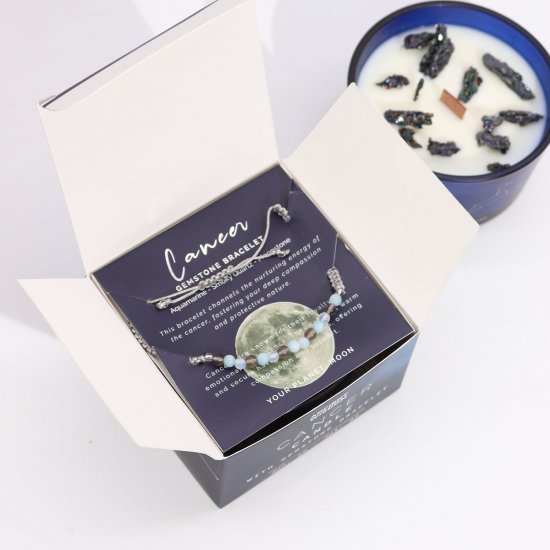 (image for) Zodiac Crystal Candle with Gemstone Bracelet - Cancer