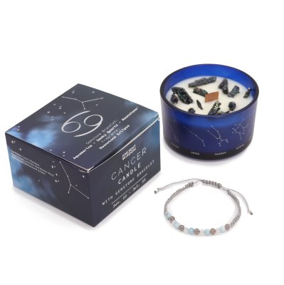 (image for) Zodiac Crystal Candle with Gemstone Bracelet - Cancer