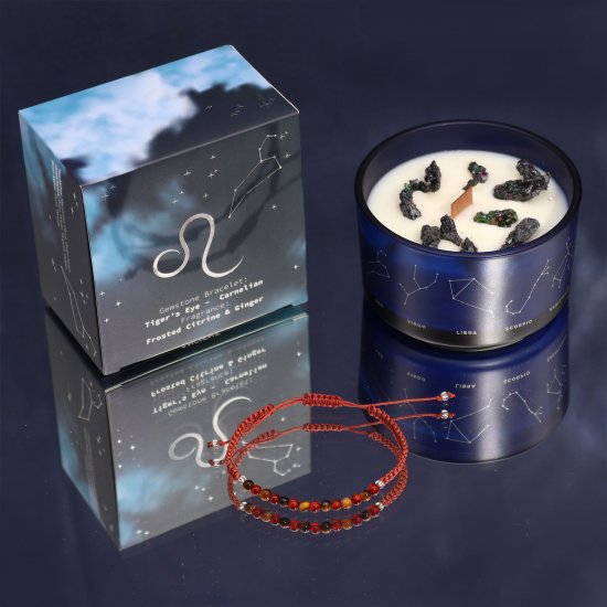(image for) Zodiac Crystal Candle with Gemstone Bracelet - Leo