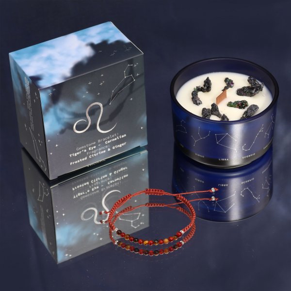 (image for) Zodiac Crystal Candle with Gemstone Bracelet - Leo