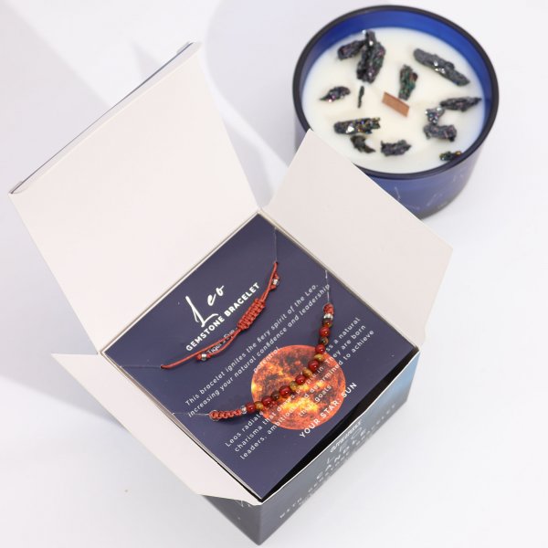 (image for) Zodiac Crystal Candle with Gemstone Bracelet - Leo