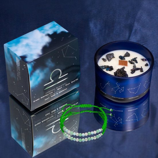 (image for) Zodiac Crystal Candle with Gemstone Bracelet - Libra