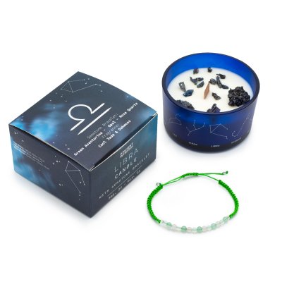 (image for) Zodiac Crystal Candle with Gemstone Bracelet - Libra