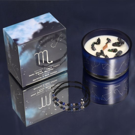 (image for) Zodiac Crystal Candle with Gemstone Bracelet - Scorpio