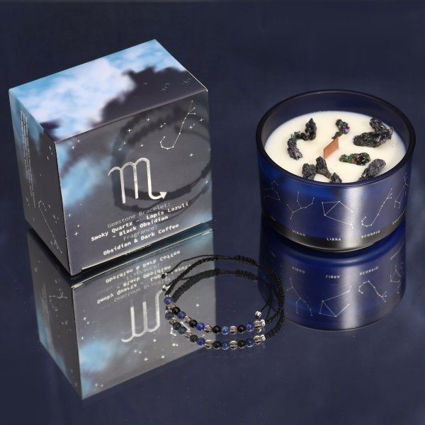(image for) Zodiac Crystal Candle with Gemstone Bracelet - Scorpio