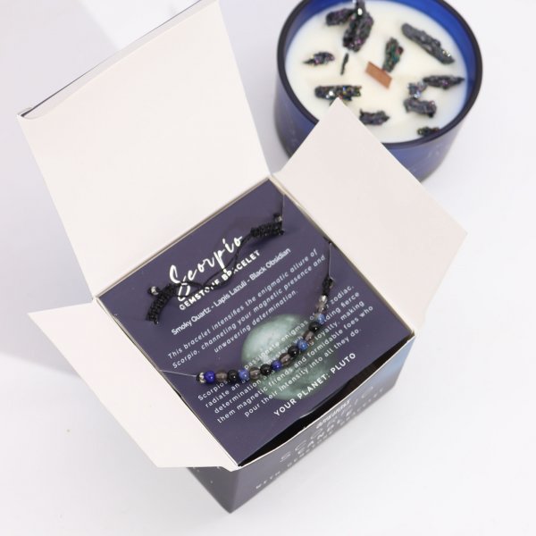 (image for) Zodiac Crystal Candle with Gemstone Bracelet - Scorpio