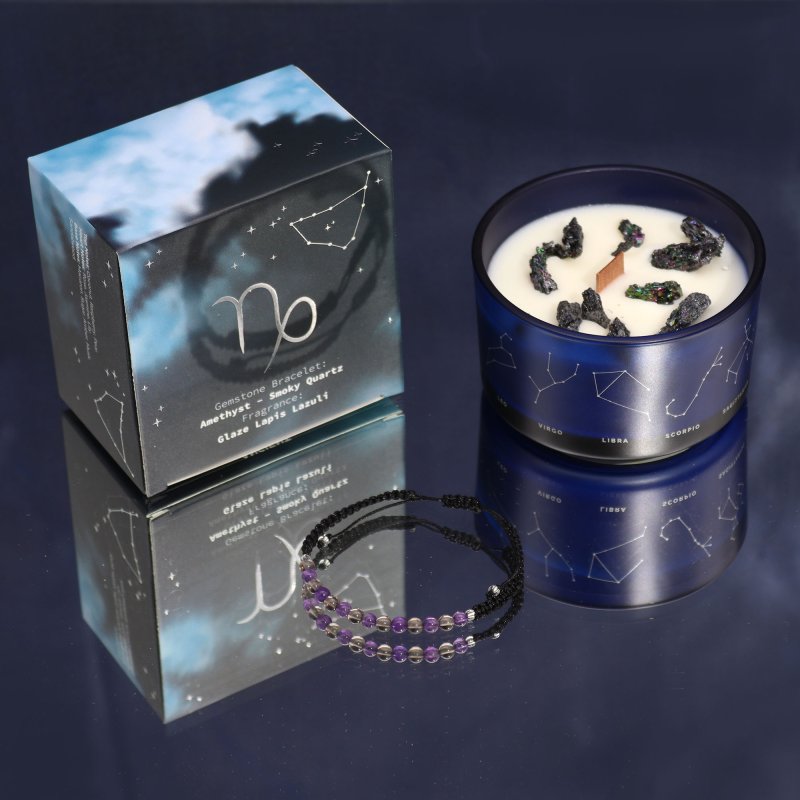 (image for) Zodiac Crystal Candle with Gemstone Bracelet - Capricorn