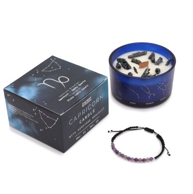 (image for) Zodiac Crystal Candle with Gemstone Bracelet - Capricorn