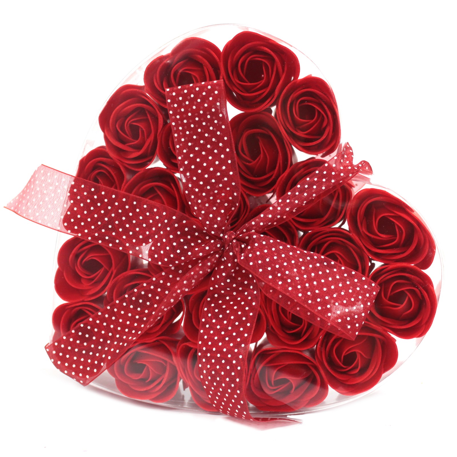 (image for) Set of 24 Soap Flower Heart Box - Red Roses