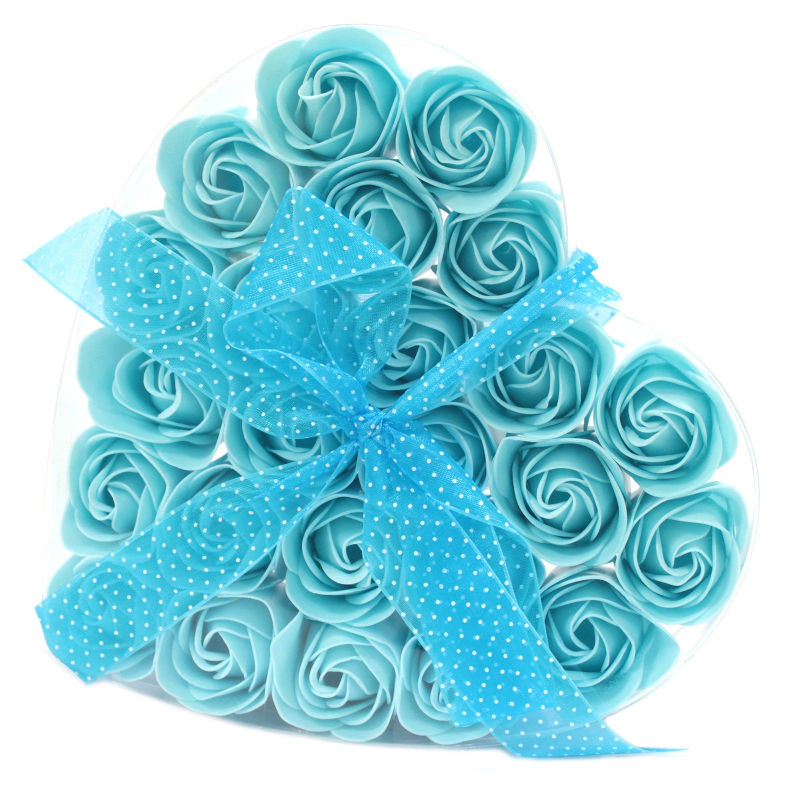 (image for) Set of 24 Soap Flower Heart Box - Blue Roses