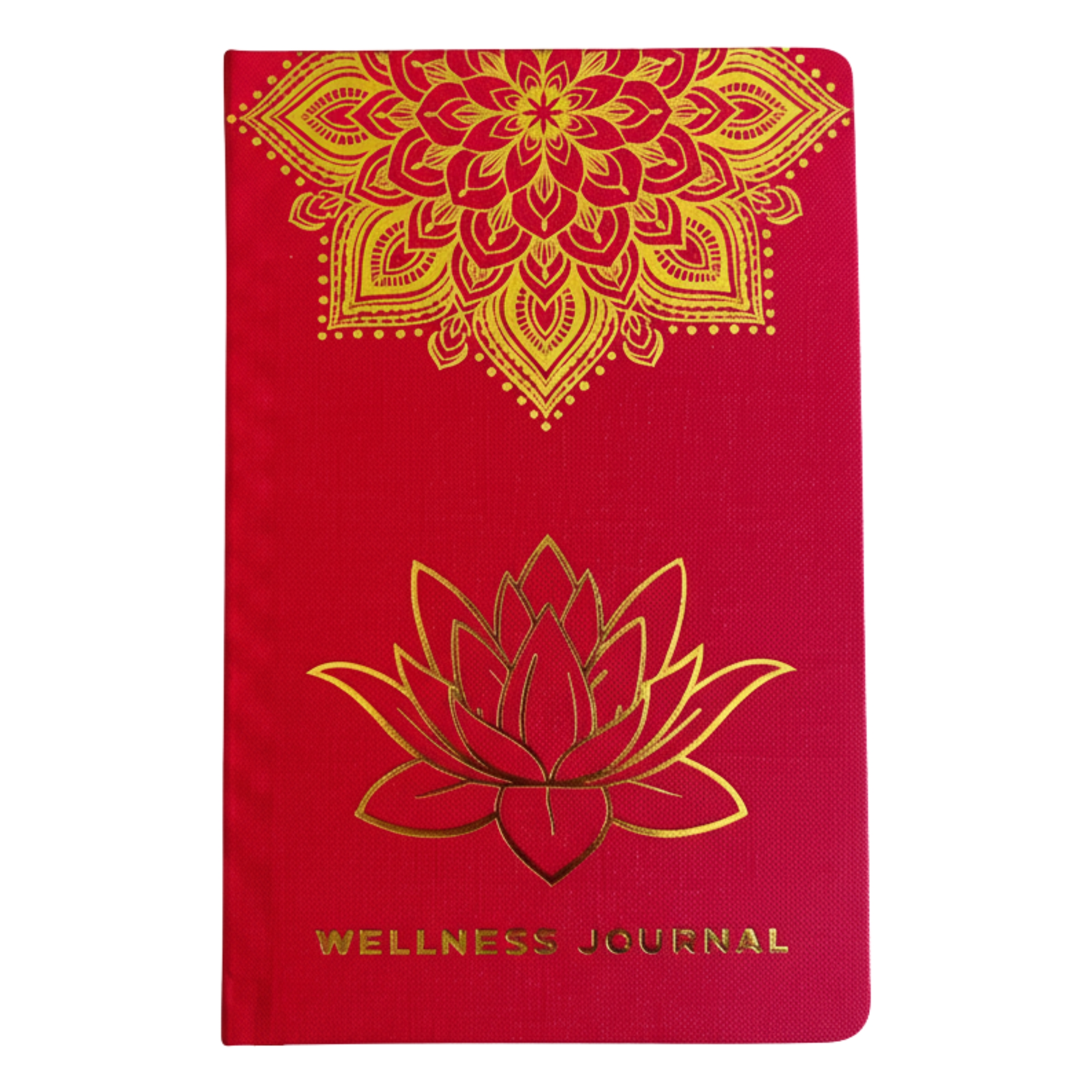 (image for) Red Wellness Journal - 120 pages - Golden Mandala and Lotus