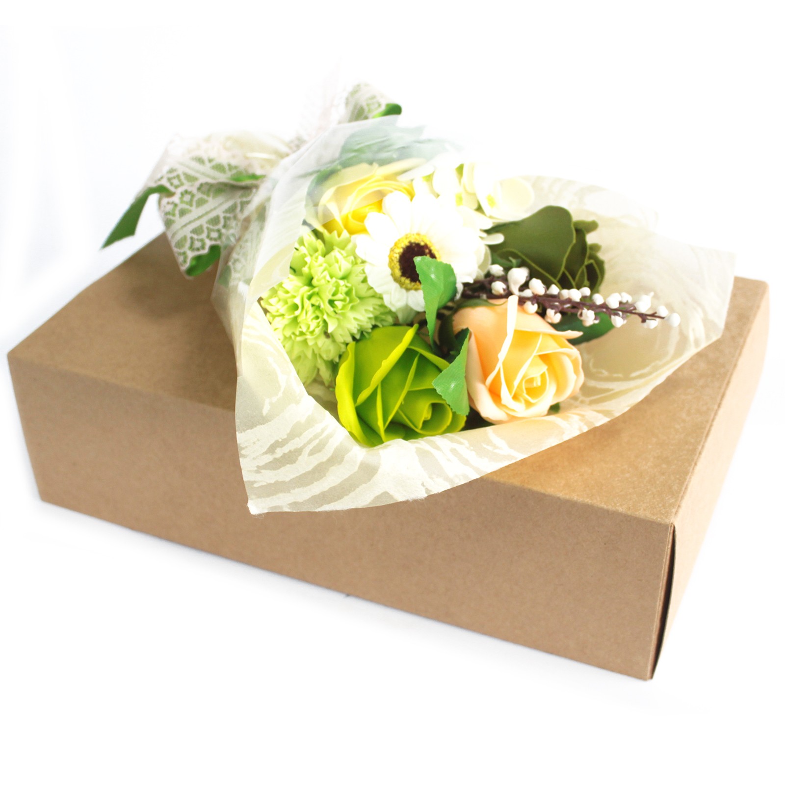 (image for) Boxed Hand Soap Flower Bouquet - Greens