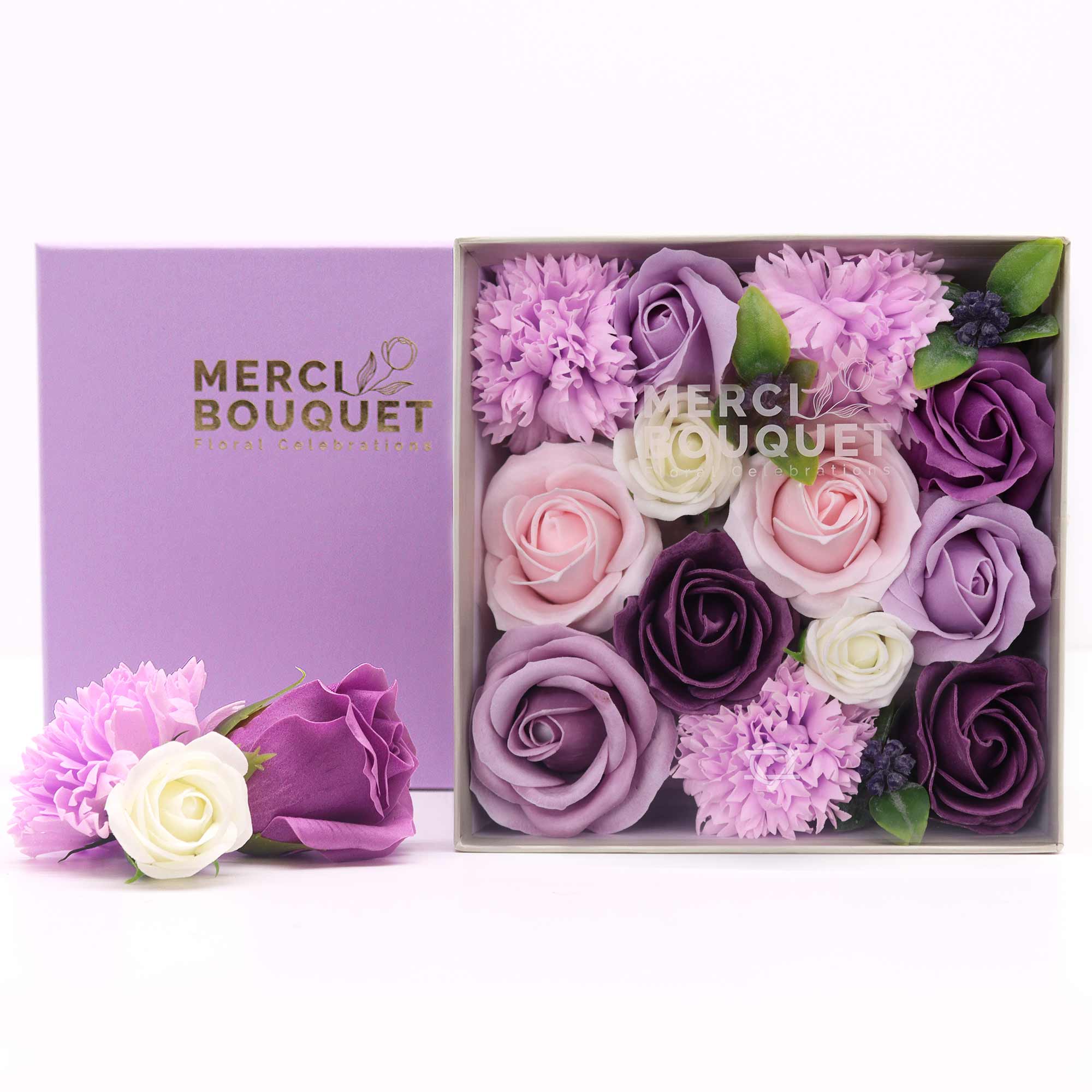 (image for) Square Box - Lavender Rose & Carnation