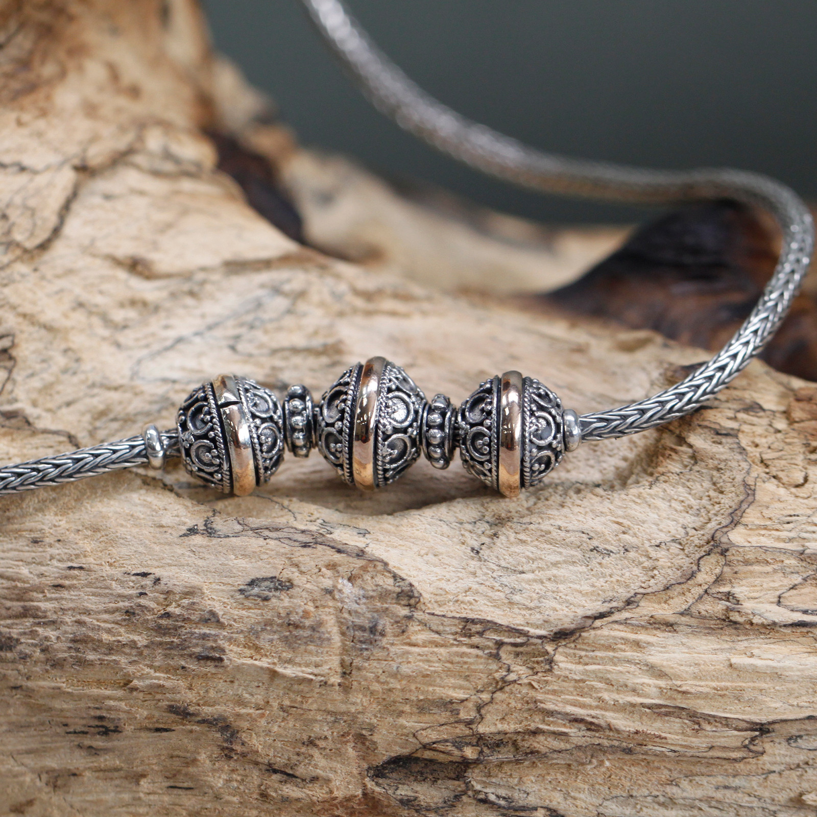 (image for) Silver & Gold Necklace -Tri