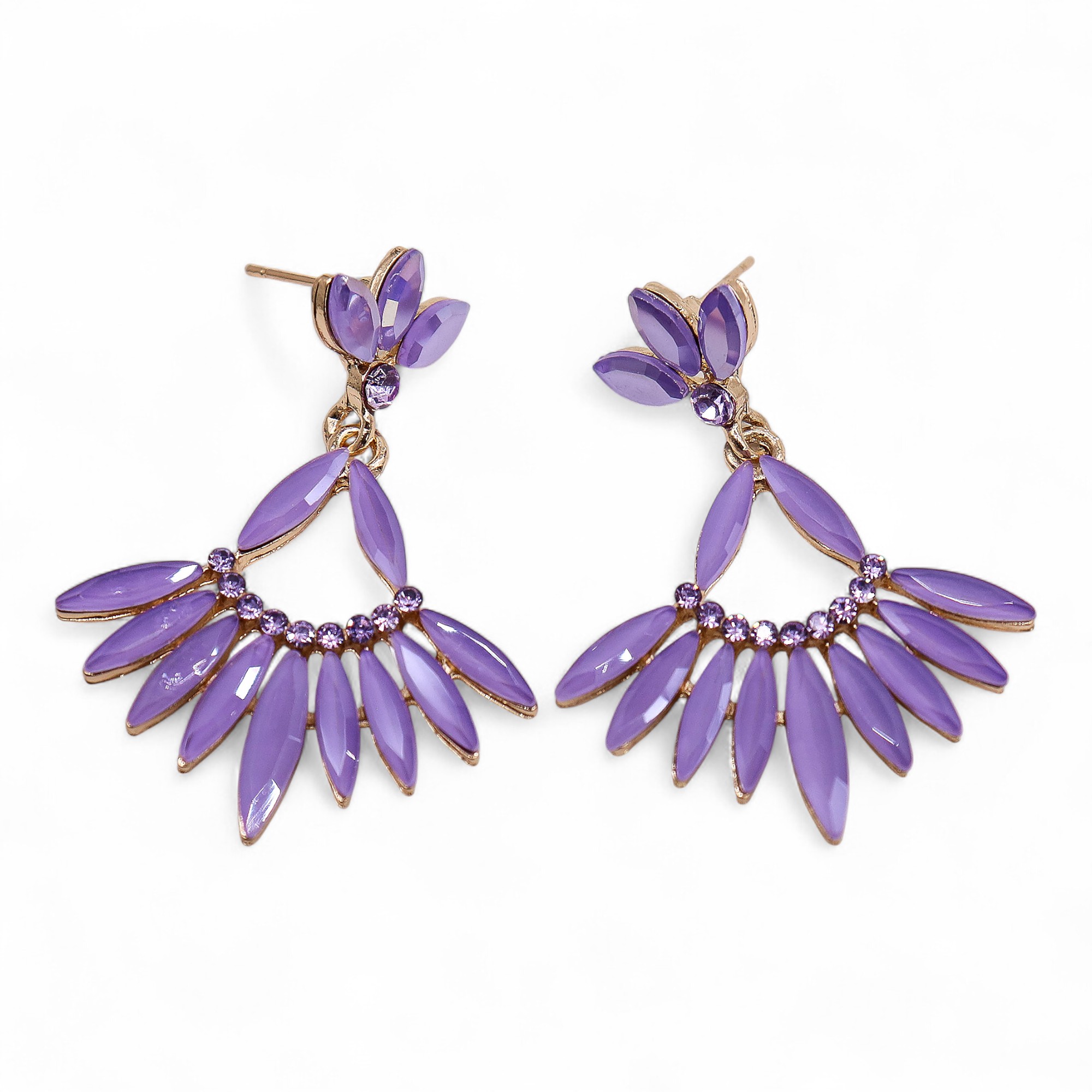 (image for) Lavender - Vintage Glass - Long Drop - Earrings