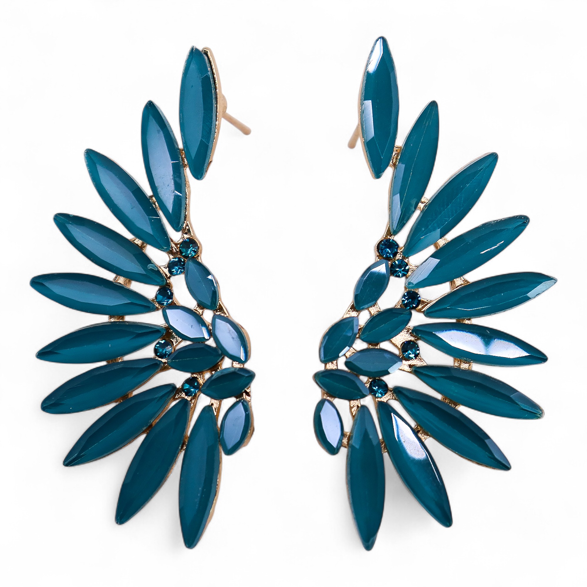 (image for) Teal Green - Vintage Glass - Angel Wings - Earrings